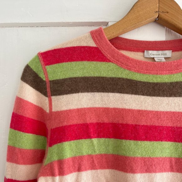 Garnet Hill Striped Cashmere Sweater - Picture 2 of 7